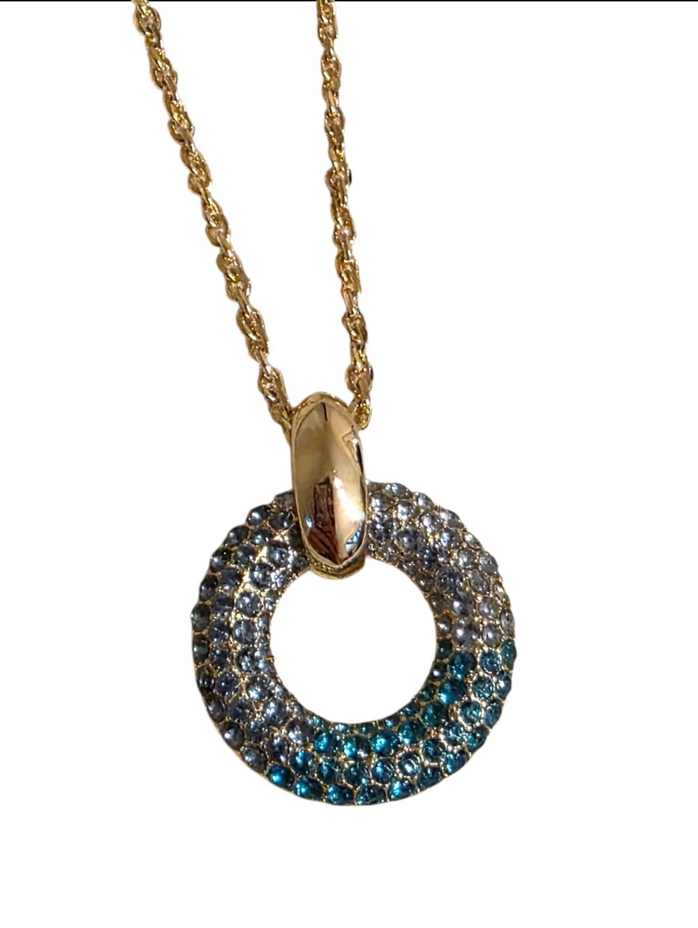 NEW Kendra Scott Mikki Pave Short Pendant Necklace in Green Blue Ombre Mix